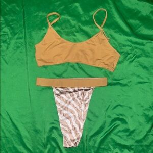 Icon Swim Brown and Zebra Print Bikini Set size Medium